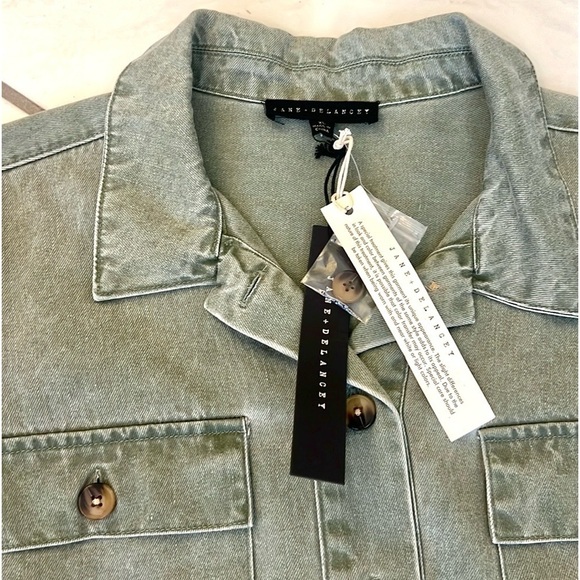 NWT Anthro’s Jane+Delancey,SOFT, SOFT Green Trucker Jacket,Button-Waist,Size XL - Picture 3 of 11